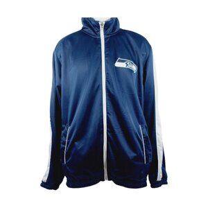 NFL Men's Navy White Seattle Seahawks Full Zip Performance Jacket Size L